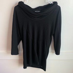 Ambiance Apparel Black Cowl Neck Quarter Sleeve Shirt